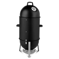 Black 3-layer Oval Cylinder Smoker Iron Charcoal Grill