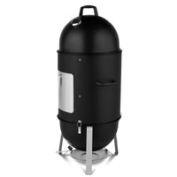 Black 3-layer Oval Cylinder Smoker Iron Charcoal Grill