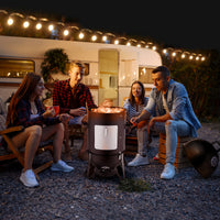 Black 3-layer Oval Cylinder Smoker Iron Charcoal Grill