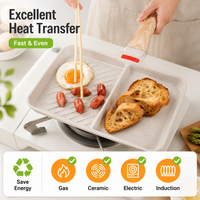 2-Section Versatile Breakfast Omelette Frying Pan Nonstick Divided Egg Pan Square Grill Skillet Steak Griddle Pan for Stove Tops