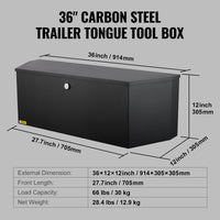 Heavy-Duty RV Trailer Tongue Storage Box – Secure & Lockable Carbon Steel Design