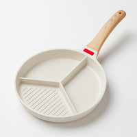 3-in-1 Nonstick Omelet Pan with Heat Resistant Handle 3-Cup Breakfast Divided Grill Frying Pan for Egg Kitchen Utensils