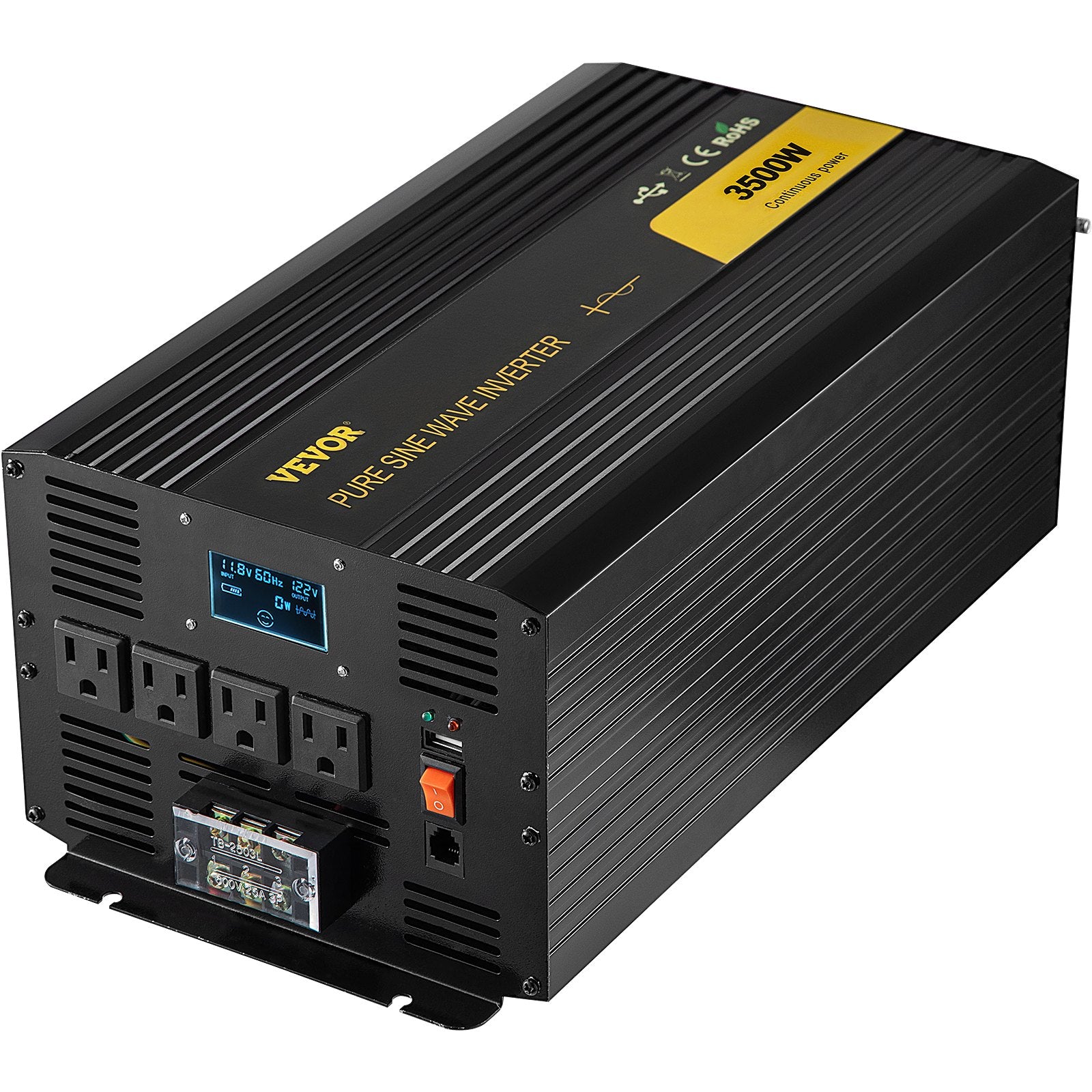 3500W Pure Sine Wave Power Inverter – Reliable 12V to 120V Converter for RV, Car & Solar Systems