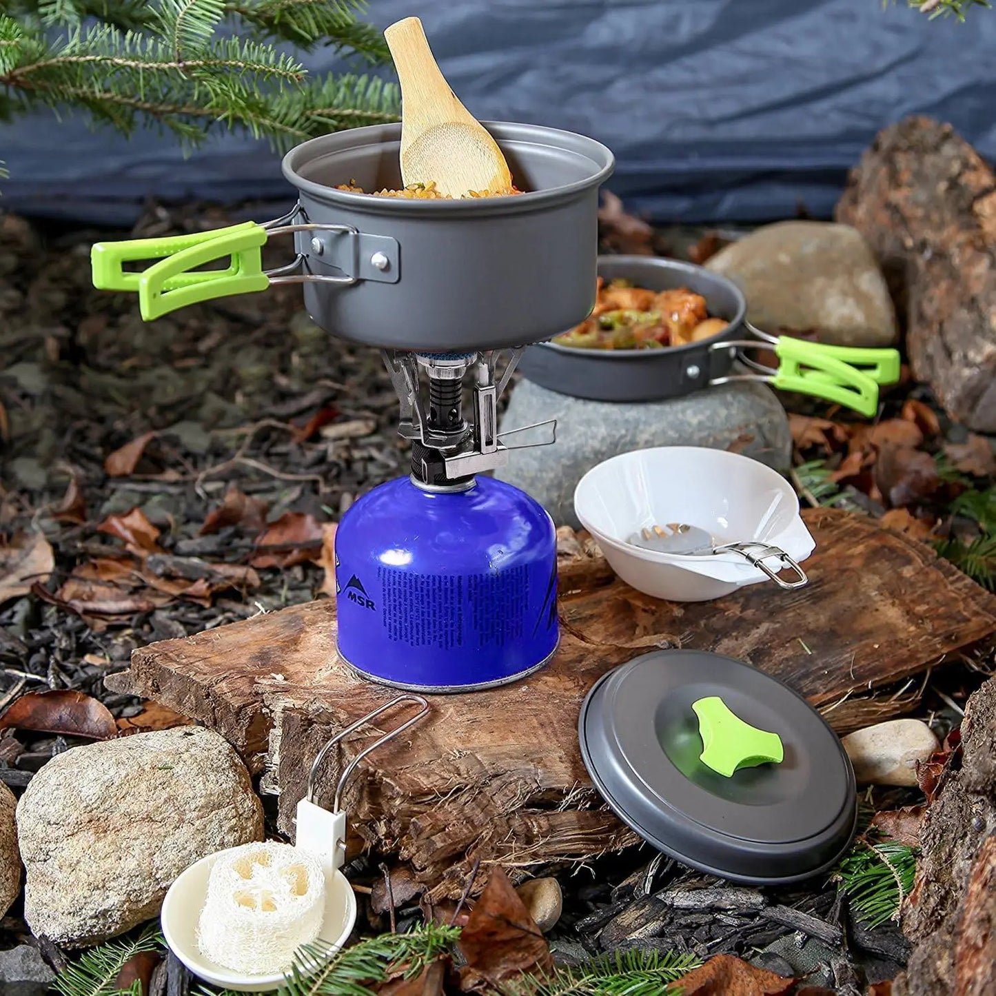 Camping Cookware Mess Kit for Backpacking – 10-Piece Set