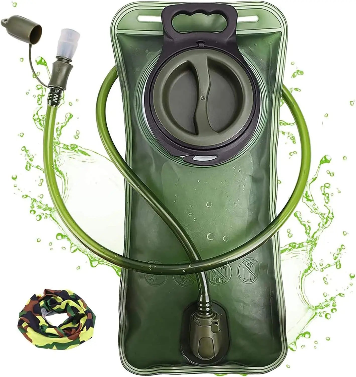 2L Hydration Bladder for Hiking – Leak-Proof Water Reservoir Military Green