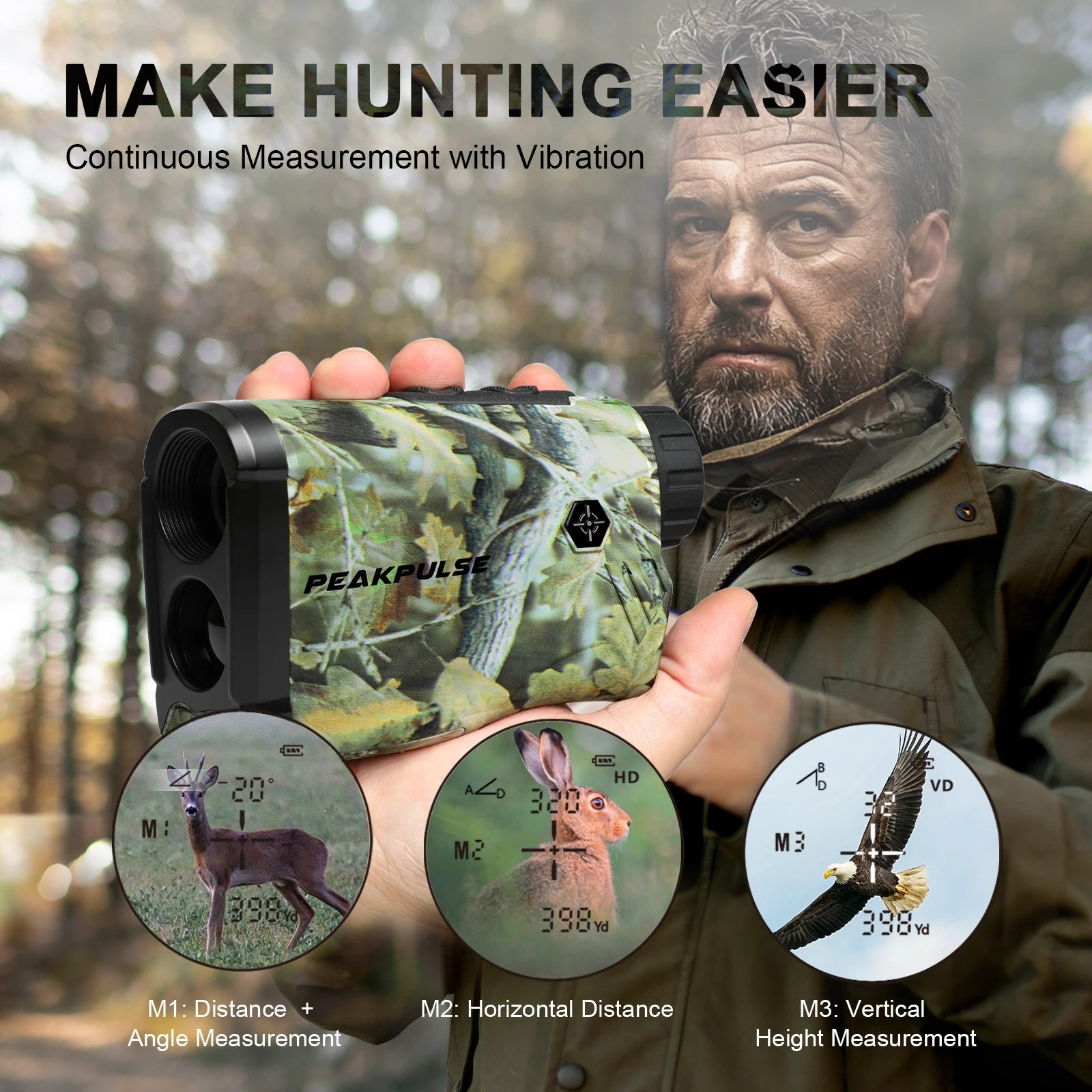PEAKPULSE 1300 Yards Laser Range Finder for Hunting & Hiking