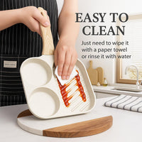 Large 3-In-1 Divided Breakfast Frying Pan Nonstick Egg Omelette Grill Pan Steak Pan Skillet Hamburger Bread Cooking Utensils