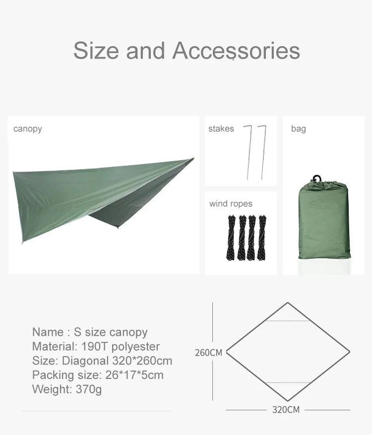 Heavy Duty Camping Hammock with Mosquito Net & Rain Fly – Waterproof Outdoor Survival Hammock System