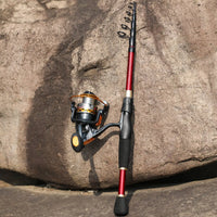 Sougayilang Telescopic Fishing Combo 1.8m 2.1m 2.4m Carbon Fiber Rod and 5.5:1 13+1BB Spinning Fishing Reel Fishing Kit Pesca