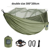 Portable Heavy Duty Nylon Camping Hammock with Mosquito Net – Single/Double Outdoor Travel Hammock