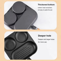Iron Cast 3-in-1  Egg Frying Pan with  Handle Egg Cooker Pan Nonstick Egg Pan for Gas Stove & Induction Cooker
