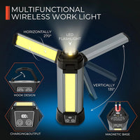 6000mAh LED Work Light Rechargeable Cordless Work Light with COB Construction Light Telescopic for Outdoor Camping