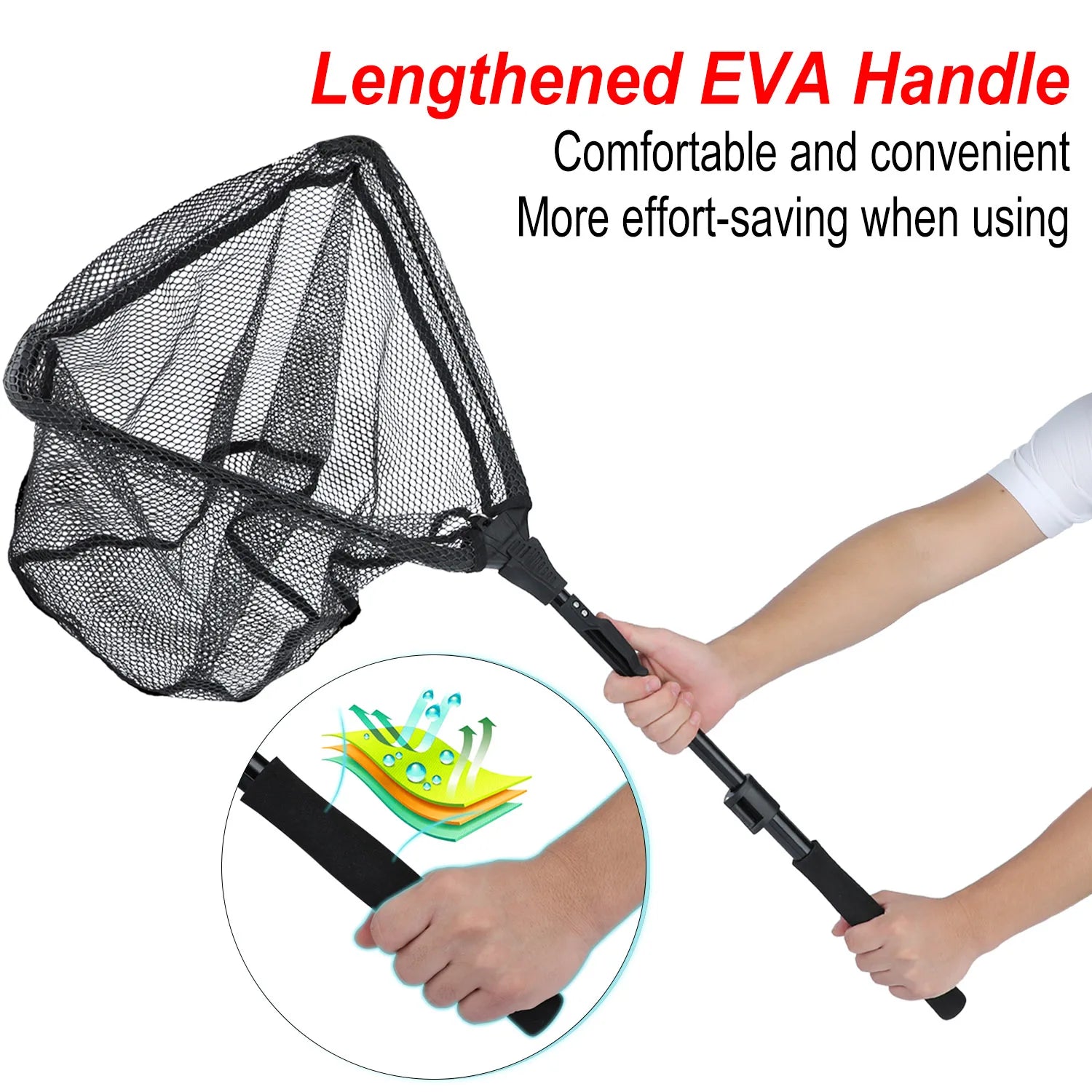 Sougayilang Fishing Tool Net Fishing tackle 70cm 95cm 115cm Portable Retractable Folding Fishing Net for Bass Carp Trout Fishing