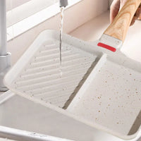 2-Section Versatile Breakfast Omelette Frying Pan Nonstick Divided Egg Pan Square Grill Skillet Steak Griddle Pan for Stove Tops