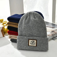Warm Knitted Beanie Hat with Ear Protection – Jacquard Stripe Winter Casual Cap