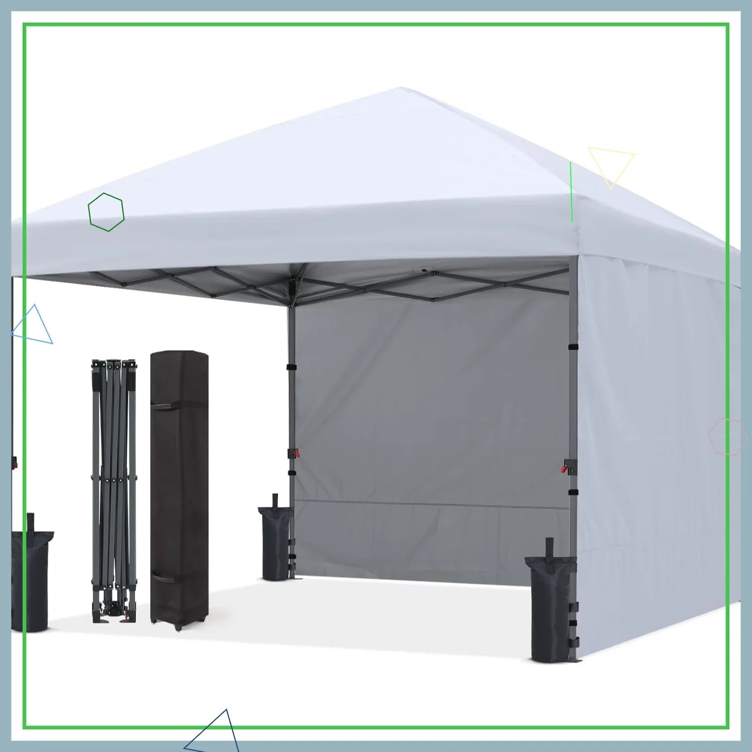 10x10 Pop Up Canopy Tent with 2 Sidewalls, Easy Setup for Outdoor Sun and Rain Protection, White