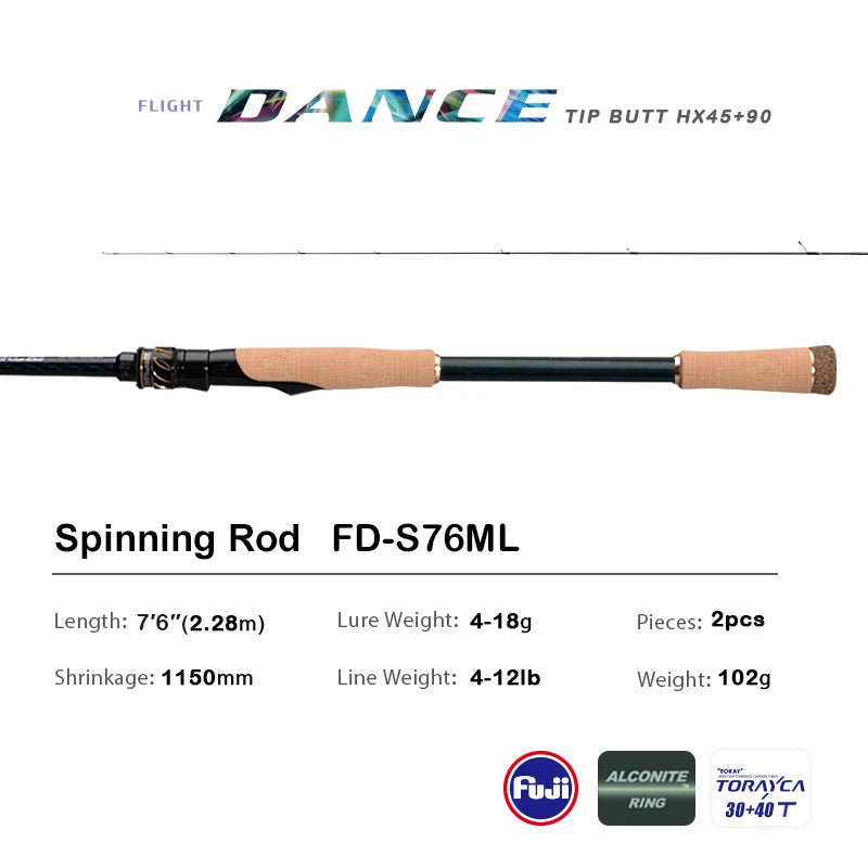 PURELURE DANCE S822H Spinning Rod – High Carbon Long Casting