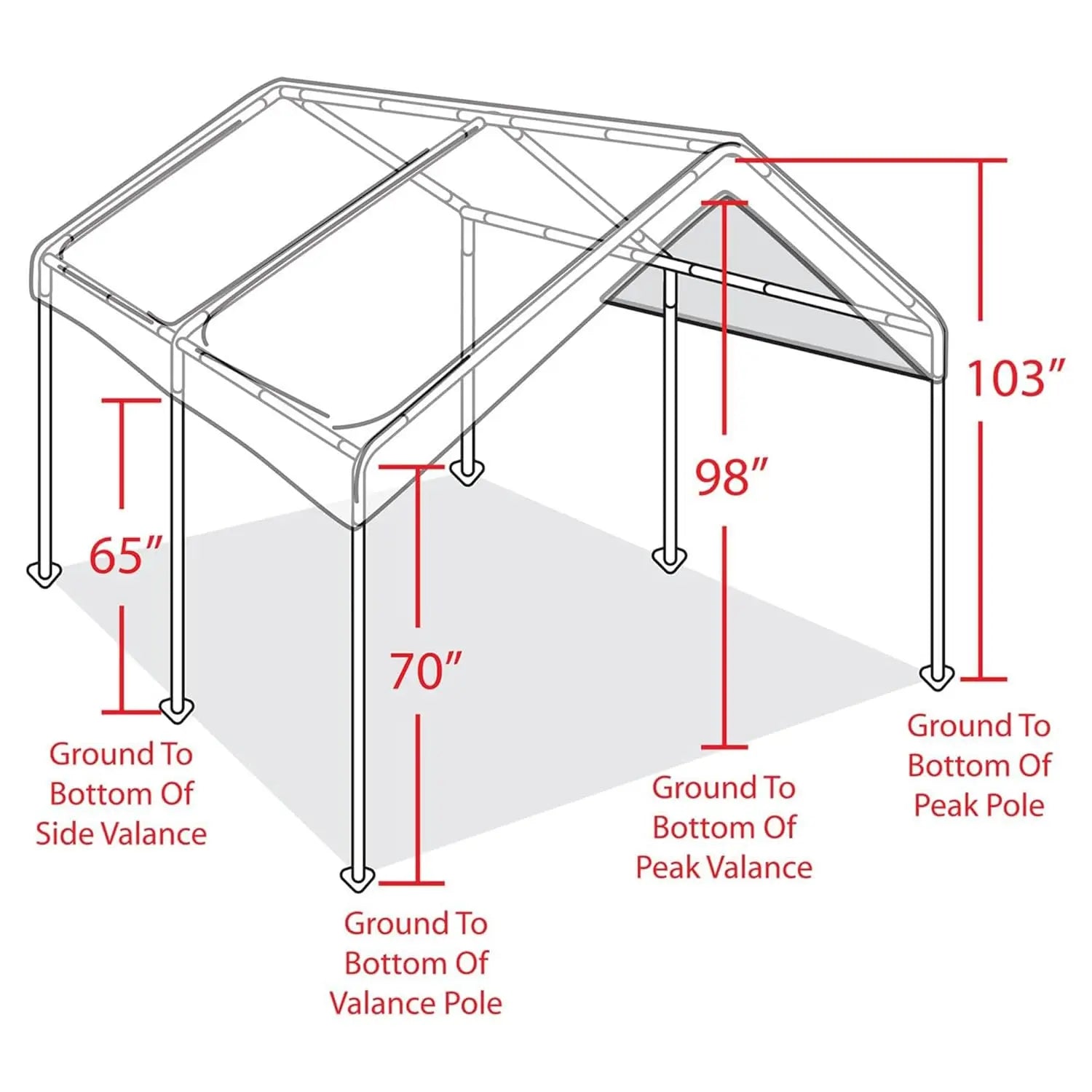 10x20 Heavy Duty Powder Coated Steel Frame Pop Up Carport 6 Stakes for Outdoor Events, Customized