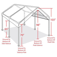 10x20 Heavy Duty Powder Coated Steel Frame Pop Up Carport 6 Stakes for Outdoor Events, Customized