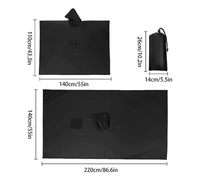3 In 1 Outdoor Raincoat Hooded Sleeve Waterproof Rain Poncho Motorcycle Rain Cover Camping Hiking Travel Rainwear