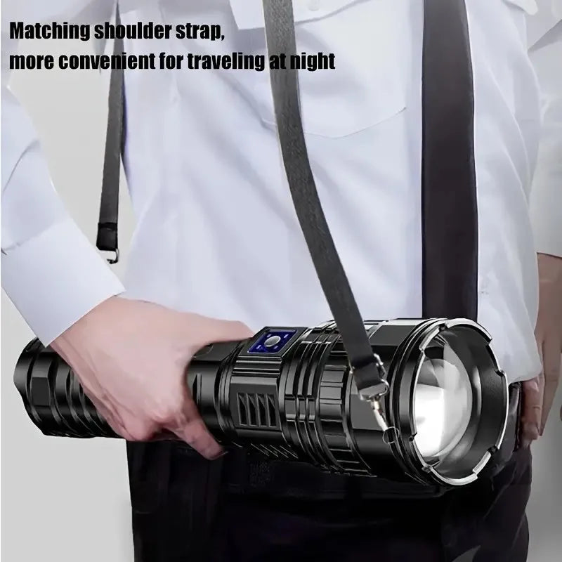 Super Bright LED Handheld Flashlight - Adjustable Zoom USB Rechargeable