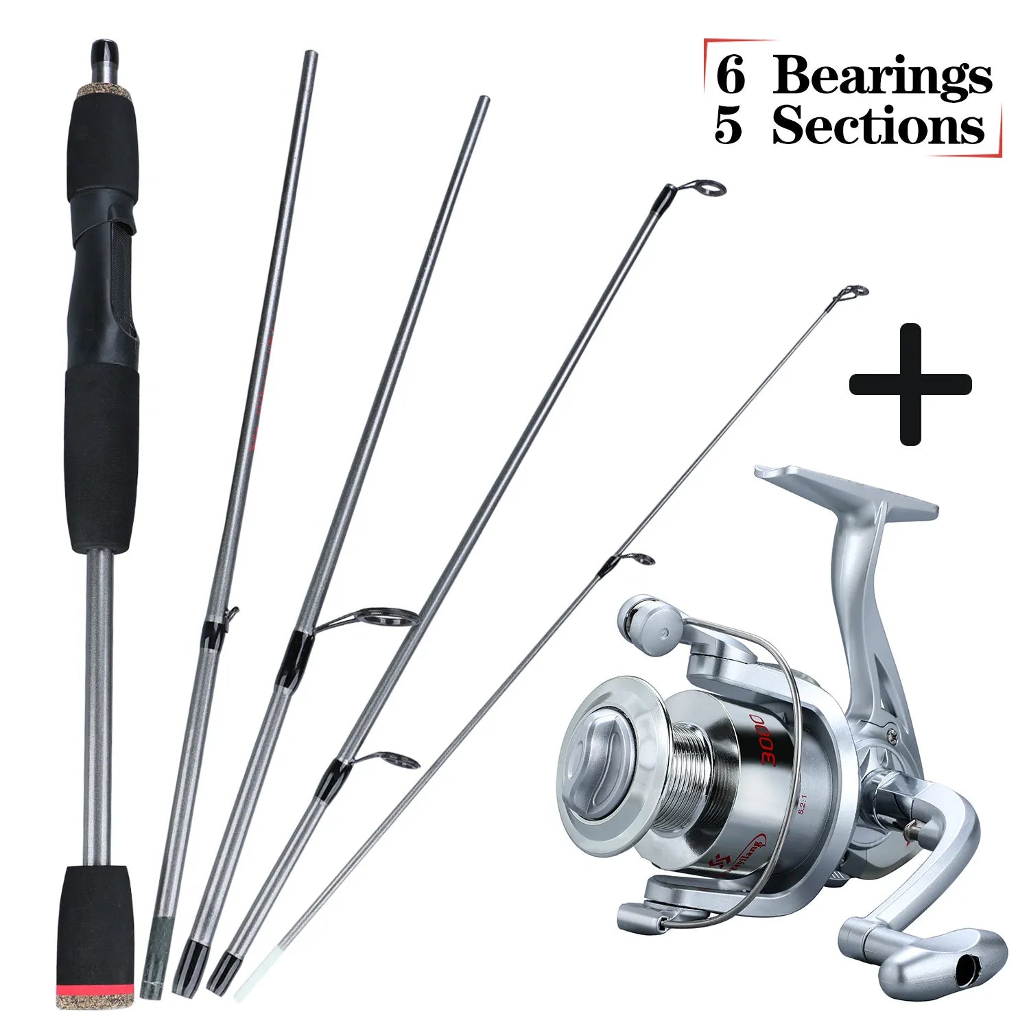 Heavy Duty Carbon Fiber Fishing Rod Combo – Portable Spinning Rod & Reel Set with Accessories