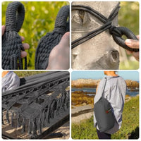 Boho Macrame Double Hammock (450lb Capacity) – Heavy Duty Cotton Rope Outdoor Hammock for Patio & Backyard