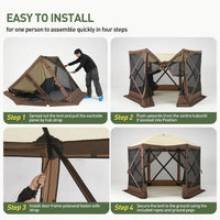 12x12 FT Pop Up Gazebo Screen Tent – 6-Sided Canopy with Carry Bag & Stakes, Outdoor Sun Shelter for Backyard & Camping