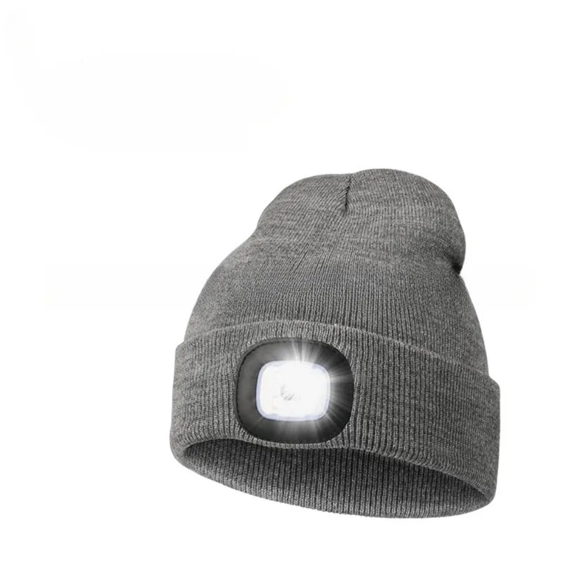 Unisex LED Knitted Beanie Hat | USB Rechargeable Headlamp Winter Warm Hat for Night Activities