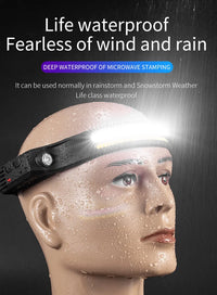 USB Rechargeable COB LED Headlamp – Waterproof Sensor Headlight for Camping & Fishing