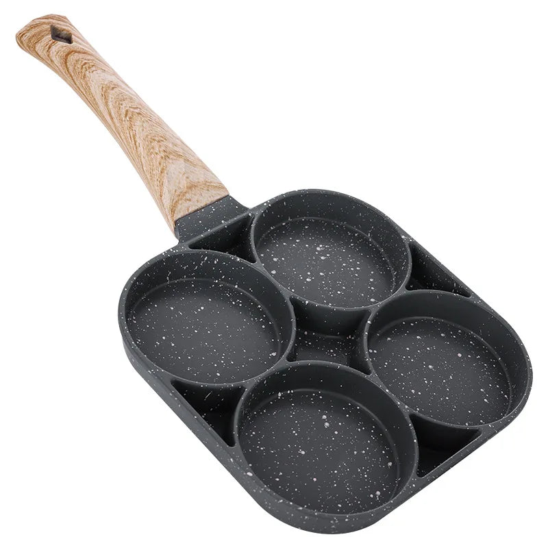 Pancake Egg Frying Pan 4 Cups Omelet Poached Egg Pan for Breakfast Divided Coating with Non Sticking Handle JT888