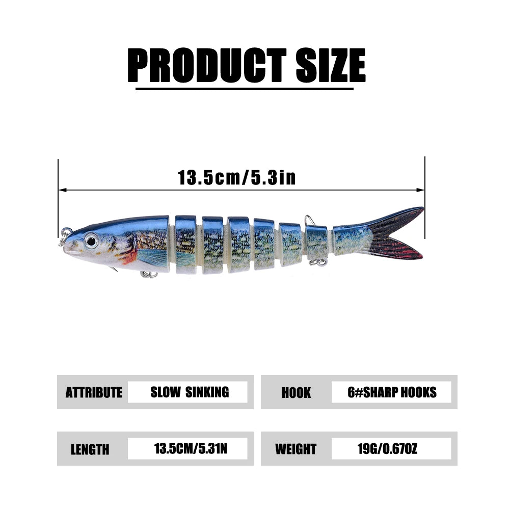 Multi Jointed Swimbait Fishing Lure – Slow Sinking Artificial Crankbait for Bass & Trout Fishing