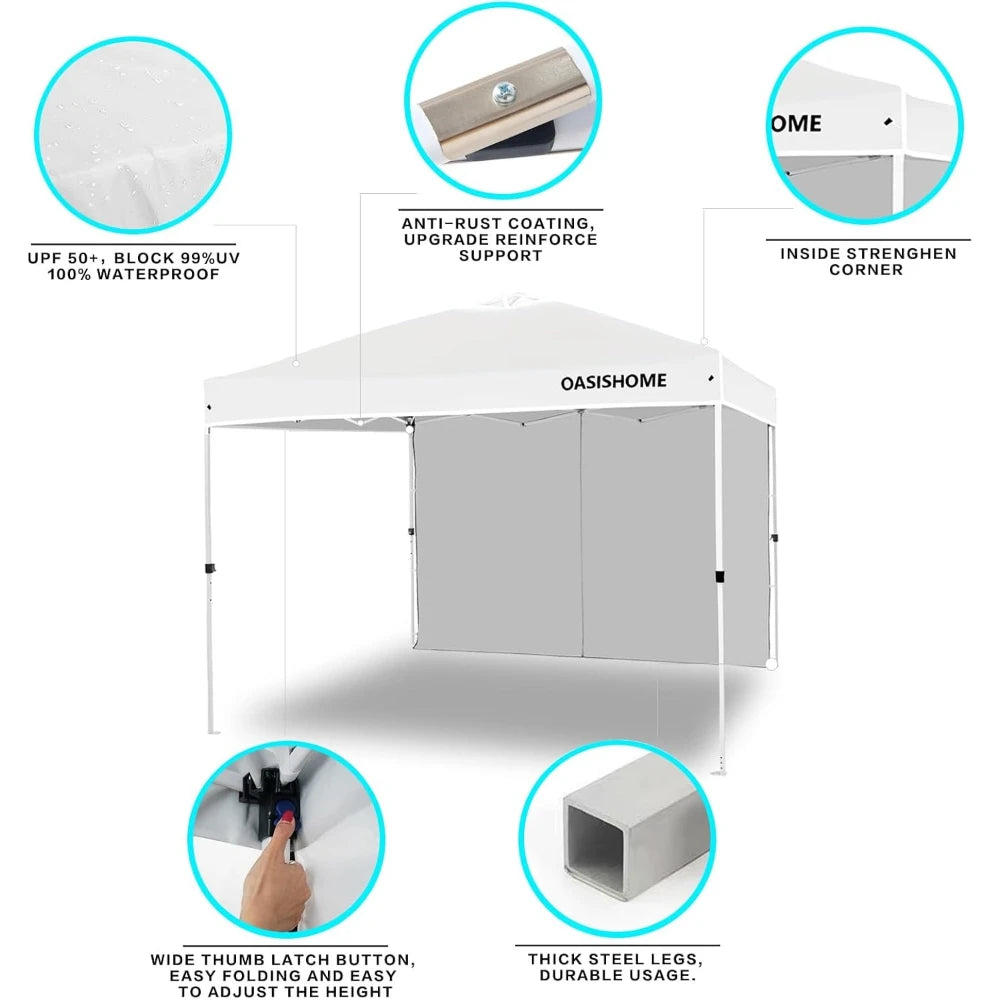 10x10 Pop Up Canopy Tent with Side Wall for Outdoor & Events