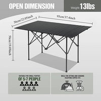 Roll Up Camping Table – Lightweight Folding Metal Outdoor Picnic Table