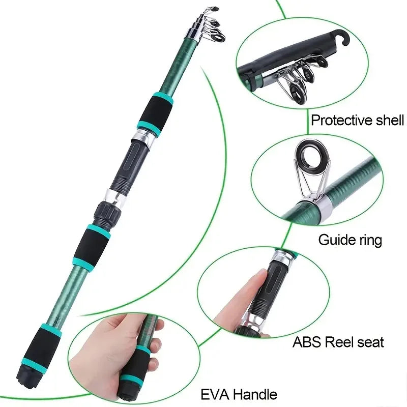 Fishing Pole Set with Telescopic Rod & Spinning Reel – Full Kit