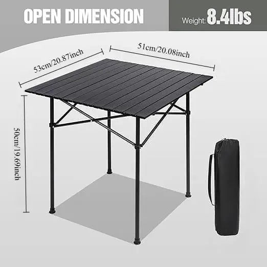 Roll Up Camping Table – Lightweight Folding Metal Outdoor Picnic Table