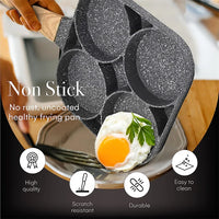 Pancake Egg Frying Pan 4 Cups Omelet Poached Egg Pan for Breakfast Divided Coating with Non Sticking Handle JT888