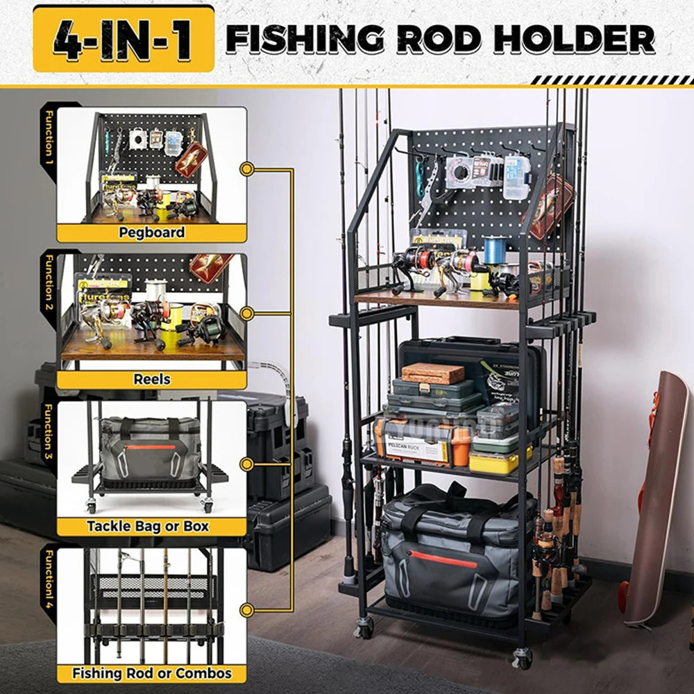 Fishing Rod Bracket, Fishing Equipment Holder , Fishing Cart Fishing Rod Tackle Box Reel Storage Rack