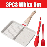 2-Section Versatile Breakfast Omelette Frying Pan Nonstick Divided Egg Pan Square Grill Skillet Steak Griddle Pan for Stove Tops