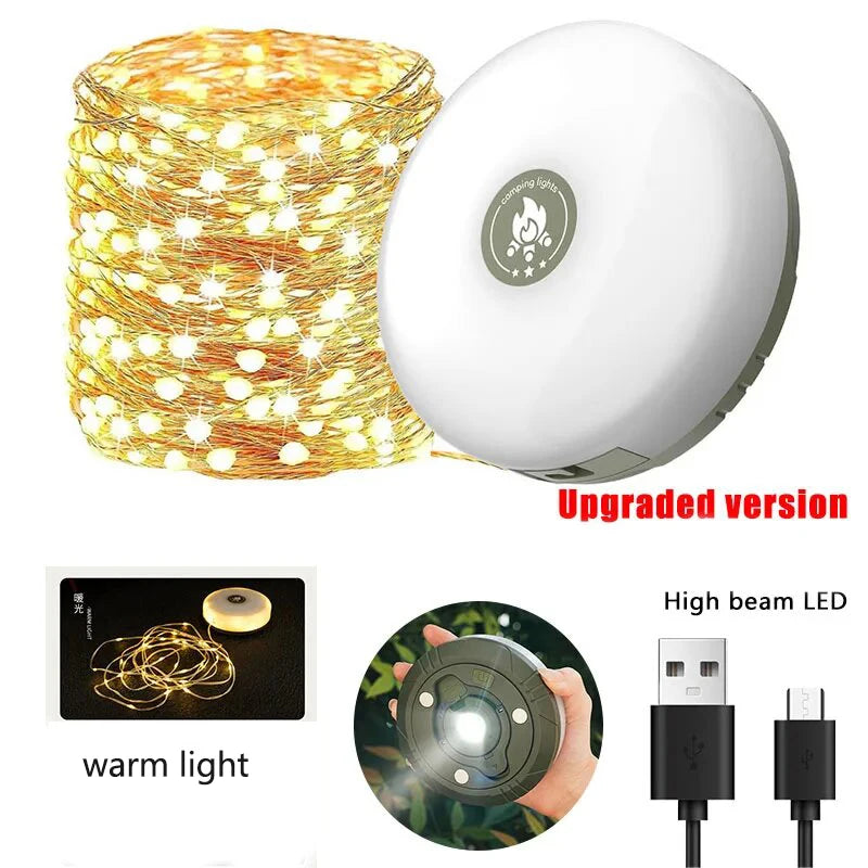 10M Length LED Camping Lamp Strip Atmosphere Waterproof Recyclable Light Belt Outdoor Garden Decoration Lamp for Tent Room