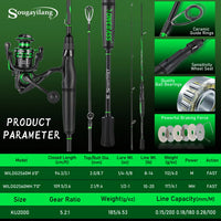 Heavy Duty 2-Section Fishing Rod & Reel Combo – Carbon Fiber Spinning Pole Set for Freshwater Fishing