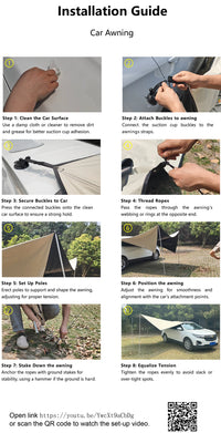 Bat Shape Car Side Awning Black Coating Tarp 2x3 Outdoor Waterproof Camping Black Coated Car Rear Shelter Tent for SUV Van Sedan