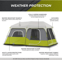 9 Person Instant Cabin Tent 14x9 FT – Large Family Camping Tent Waterproof Outdoor Shelter (Green)