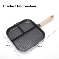 3 in 1 Frying Pan Aluminum Alloy Partitioned Non Stick 3 Section Divided Breakfast Pan Grill Pan Multifunction Kitchen Egg Pan
