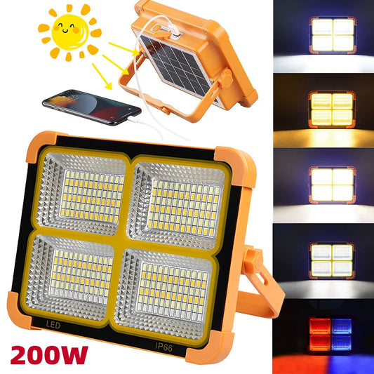 200W Portable Camping Lamp Solar Rechargeable with Magnet