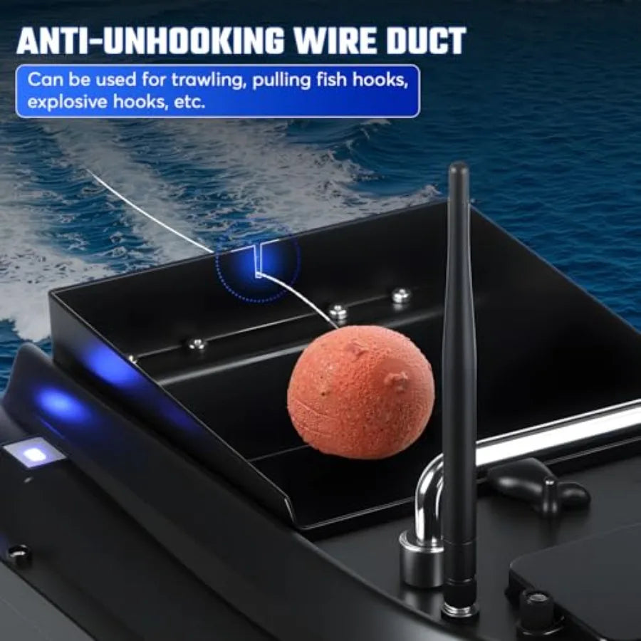Remote Control Boat Fishing Drone with Bait Release 546-Yard Range Black Fishing Boat with 12000mAh Battery Dual Motor Battery