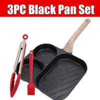 Large 3-In-1 Divided Breakfast Frying Pan Nonstick Egg Omelette Grill Pan Steak Pan Skillet Hamburger Bread Cooking Utensils