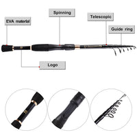 Sougayilang Telescopic Fishing Combo 1.8m 2.1m 2.4m Carbon Fiber Rod and 5.5:1 13+1BB Spinning Fishing Reel Fishing Kit Pesca