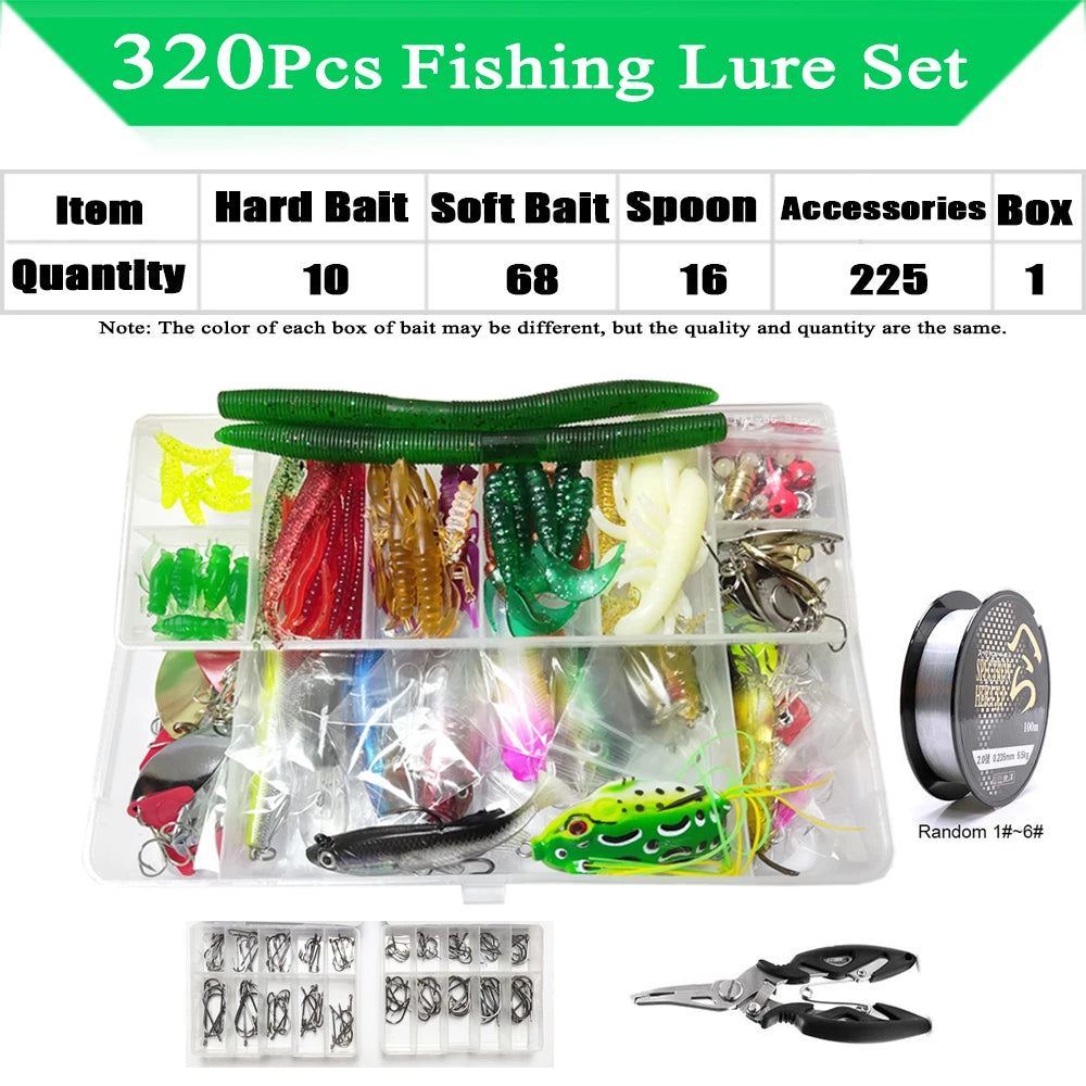 Fishing Lure Kit Set for Bass Pike Crank Tackle with Box