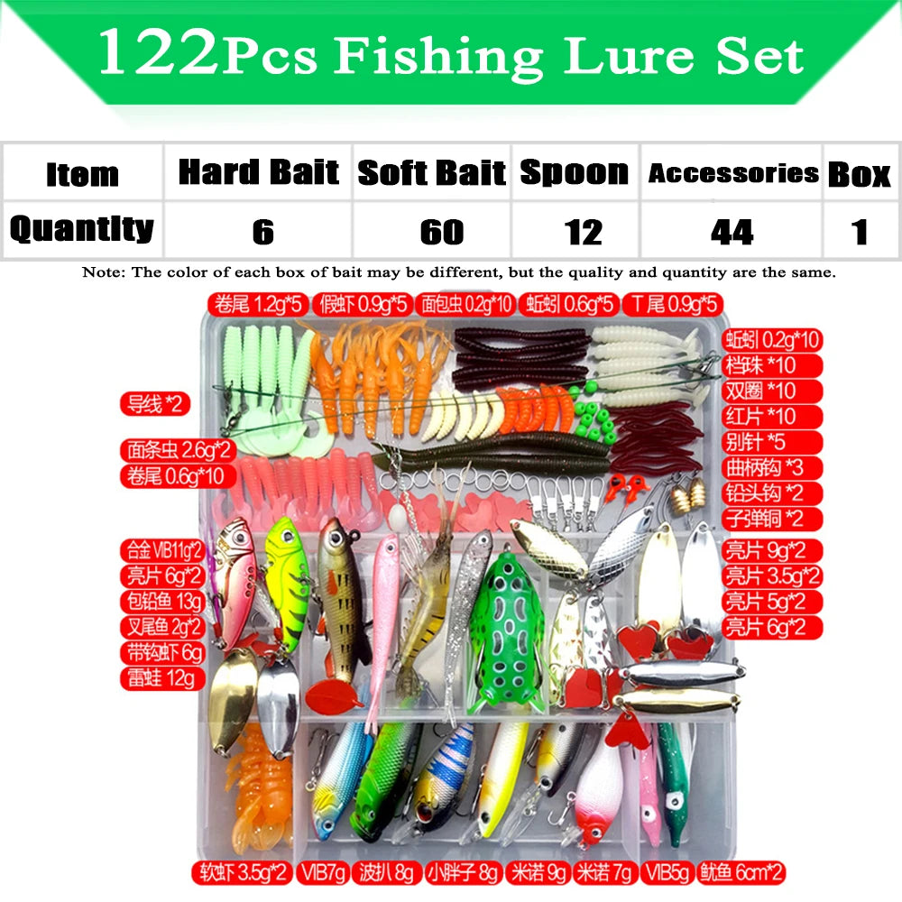Fishing Lure Kit Set for Bass Pike Crank Tackle with Box
